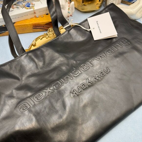🆕 ALEXANDER WANG 🧿 NWOT Punch Crackle Leather Tote, Black Leather - AUTHENTIC - Picture 11 of 16